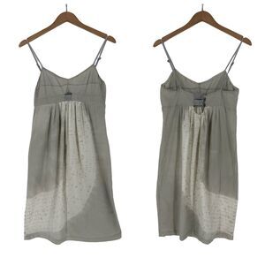 Ports 1961 Gray Cotton Blend Sleeveless Mini Dress in Taupe/Cream | Medium
